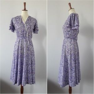 Vintage Lavender Floral Summer Dress